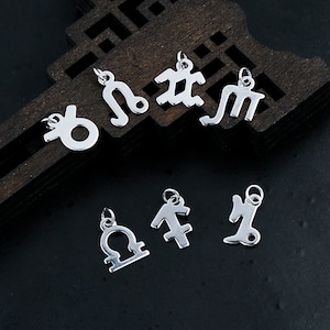 Srebrny wisiorek z zawieszką zodiaku, bransoletka ze znakiem zodiaku, naszyjnik ze znakiem zodiaku, kolczyk Stargazer, biżuteria z horoskopem, zawieszka z konstelacją