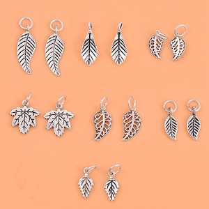 Sterling Silver Leaf Charm Pendant, Tree Bracelet, Plant Necklace, Nature Earring, Small Charm, Autumn Jewelry, Forest Charm, Charms In Bulk