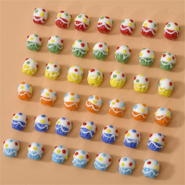 Perles de crème glacée glacée, perle de gâteau, perle de dessert, perle de nourriture, perle sucrée, entretoise de bracelet, perle de popsicle, perle colorée, perle de gâteau de tasse 13 * 11 mm