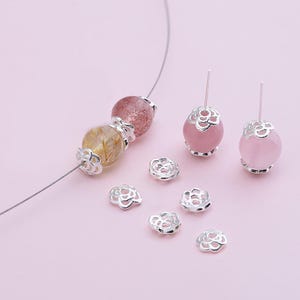 Sterling Silver Bead Caps, s925 Silver Beads Cap For Jewelry Making Supplies, Bracelet Beads Cap, Rose Flower Bead Caps 6mm