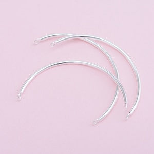 Sterling Silver Beads, Sterling Silver Curve Tube Bead, s925 Silver Noodle Tube Bead, Bracelet Plain Smooth Tube Bead 53mm