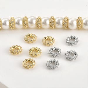 14K Gold Plated Full CZ Pony Bead, Spiral Bead, Weave Pattern Bead, Braided Bead, Swirl  Bead, Bracelet Spacer, Knot Bead, Twist Bead 8.5mm