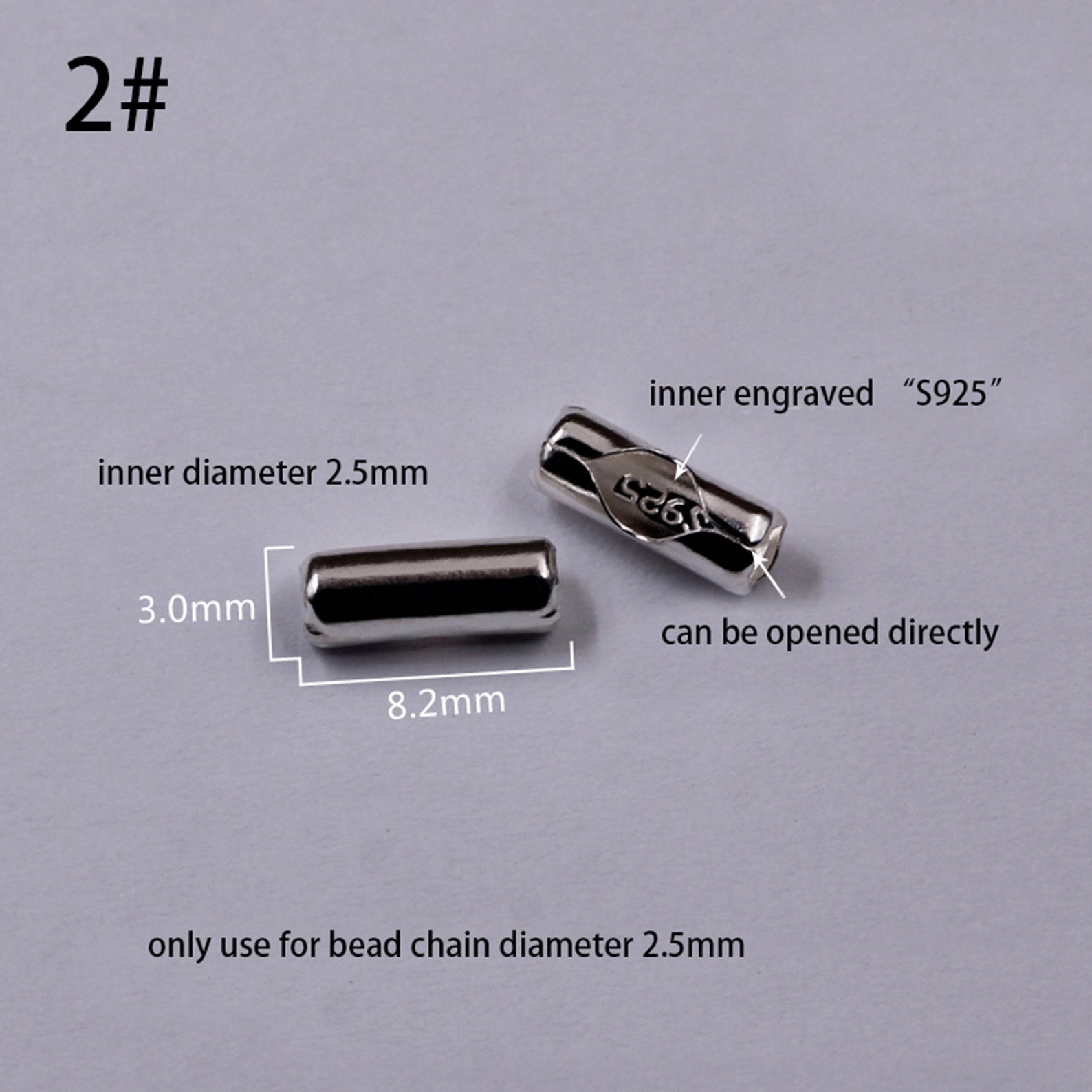 Chain Closures Sterling Silver Ball Chain Closures, 925 Silver Ball Chain Clasp, 925 ...