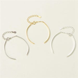 Pulsera de plata de ley, pulsera sin terminar para abalorios con cierre de anilla, abalorios DIY para pulsera de brazalete