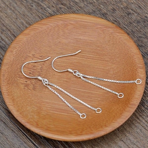 Crochet de boucle d&#39;oreille en argent sterling avec chaîne de câble, boucle d&#39;oreille en argent s925 pour la fabrication de bijoux, boucle d&#39;oreille simple avec chaîne