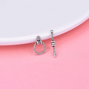Sterling Silver Toggle Clasp, s925 Silver Round Toggle Clasps Set For Jewelry Making Supplies, Bracelet Clasps,Necklace Clasps