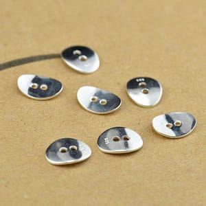Minimalistische Knopfperle, 925er Silber, Knopfperle, ovale Knopfperle, Statement-Perle, Armband-Spacer, Sortimentsperle 12.8 mm