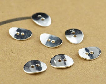 Minimalistische Knopfperle, 925er Silber, Knopfperle, ovale Knopfperle, Statement-Perle, Armband-Spacer, Sortimentsperle 12.8 mm