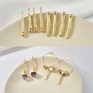 Örhänge i guldpläterad legering med ögla, lång örhängestift, minimalistisk örhänge, örhänge för kvinnor, örhängestillverkning