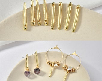 Gold Plated over Alloy Bar Earring Post with Loop, Long Stick Earring Stud, Minimalist Ear Post, Women Bar Ear Stud, Earring Making