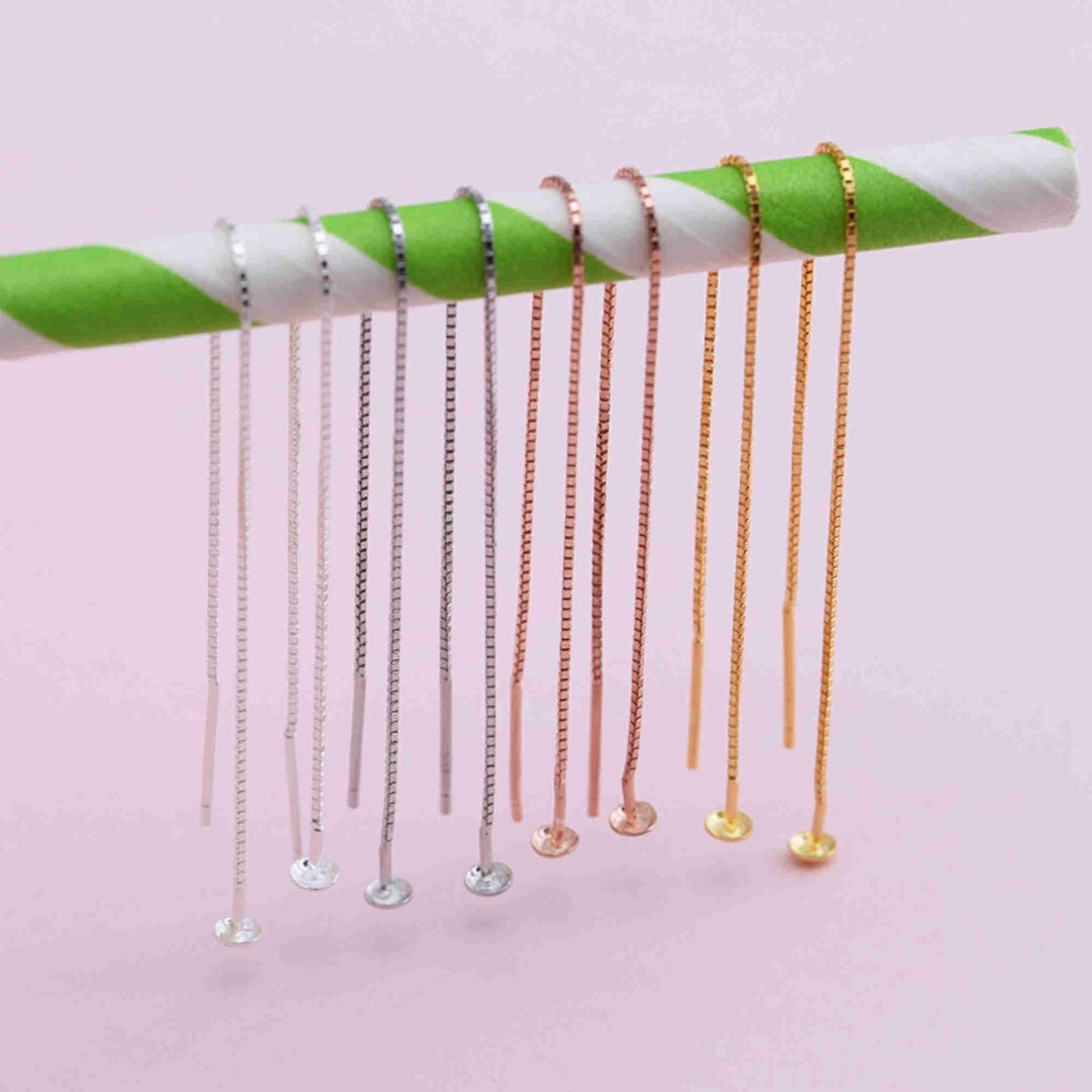 Sterling Silver Box Chain Earring Threaders, S925 Silver Chain Earring