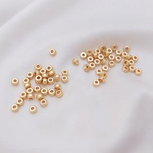 14K Gold Plated Round Spacer Beads, Rondelle Bead, Double Spacer Bead, Single Bead, Bracelet Spacer Bead 4mm
