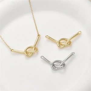14K Gold Plated Knot Connector Charm, Rope Bracelet, Irregular Necklace, Dainty Earring, Knot Jewelry, Tie a Knot Charm, Charms In Bulk