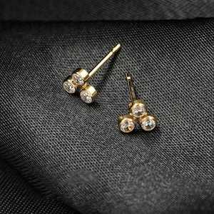 14K Gold Filled CZ Round Earring Posts, Gold Filled Zircon Post Earrings, Earring Stud, Triangle Ear Stud, Ear Post, Earring Component 5mm