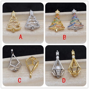 Sterling Silver Pendant Setting, Silver Pearl Cage Pendant Pearl or Gemstone Bead, Christmas Tree Cage Pendant 5mm 6mm 9mm 10mm