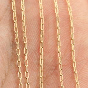 Chaîne câble en or 14 carats, chaîne câble en or pour la fabrication de bijoux, chaîne inachevée collier bracelet métrage 3,28 pieds (1 mètre)