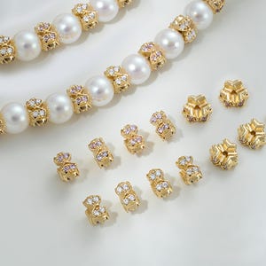 14K Gold Plated CZ Bow Beads, Gold Tone Bowknot Bead, Ribbon Bracelet, Butterfly Knot Jewelry, Bowtie Bead, Dainty Bead, Statement Bead