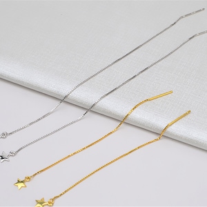 Srebrny łańcuszek do kolczyków z nawlekaczem, srebrny 925 nawlekacz do kolczyków z zawieszką w kształcie gwiazdy, nici do kolczyków, nici do kolczyków, komponent kolczyka 60 mm 100 mm