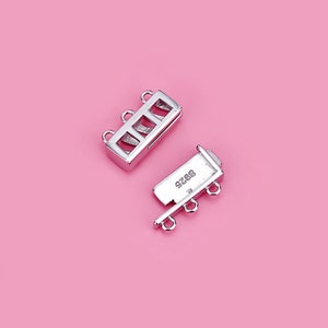 Sterling Silver Tube Clasp , 925 Silver Tube Clasp w/ 2 3 Strands, Silver Pearl Clasp, Push-in Clasp, Slide Lock Clasp, Bar Clasp,Tube Clasp