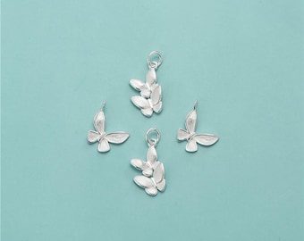 Sterling Silver Butterfly Charm Pendant, Insect Bracelet, Garden Necklace, Nature Earring, Winged Jewelry, Animals Charm, Flower Charm
