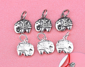 Sterling Silver Elephant Charm Pendant, Safari Bracelet, Wildlife Necklace, African Earring, Small Charm,Elephant Lover Jewelry,Animal Charm