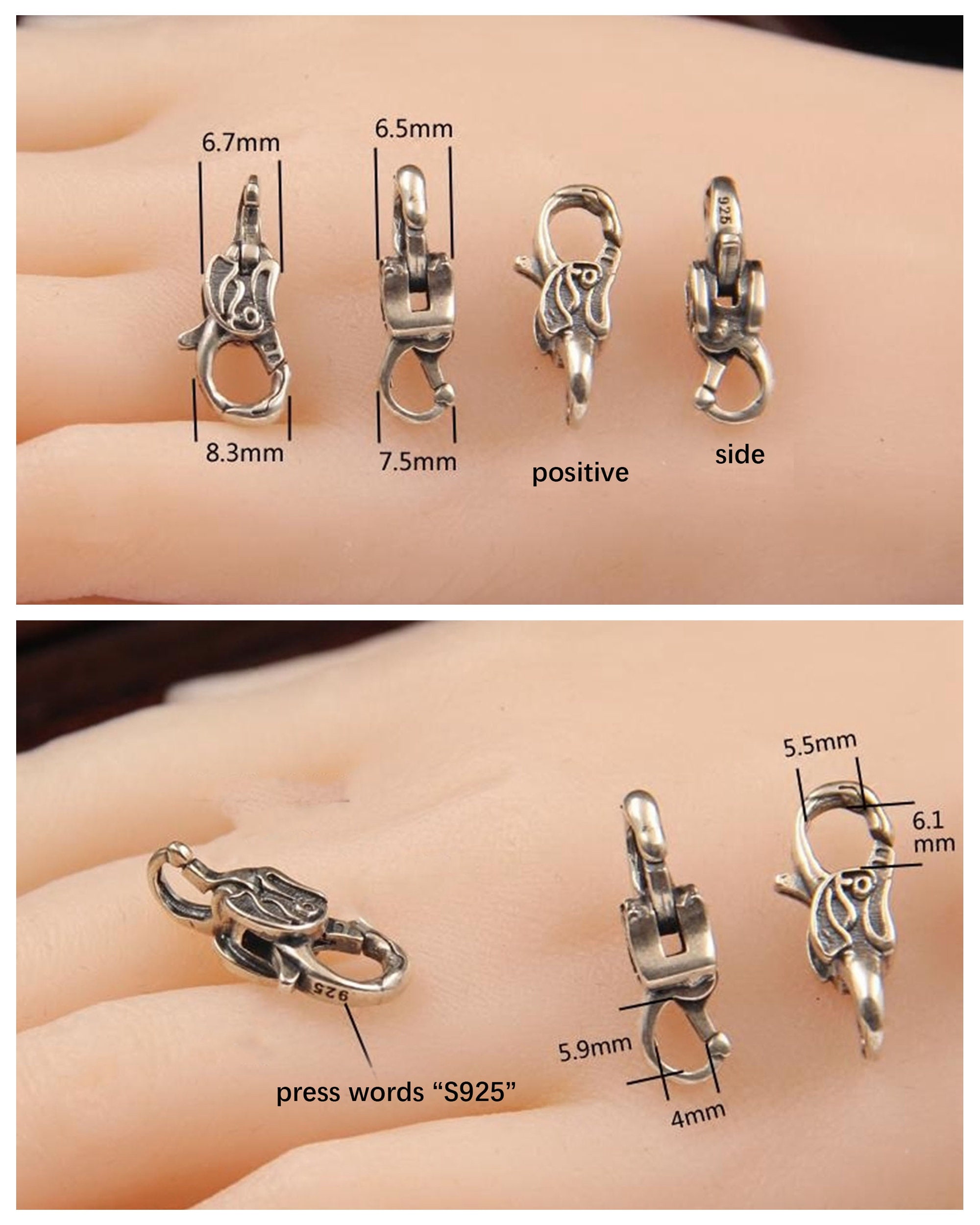 Alloy Lobster Clasps With 3 Sizes Silvery Lobster Clasps - Temu