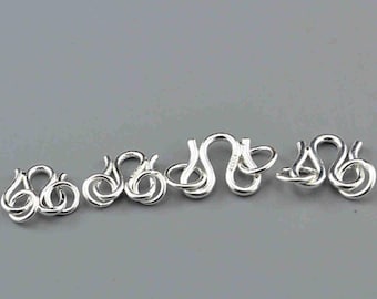 Sterling Silver M Clasps, s925 Silver Hook Clasp With Ring For Jewelry Making Supplies, Bracelet Hook Clasp Connector Ring