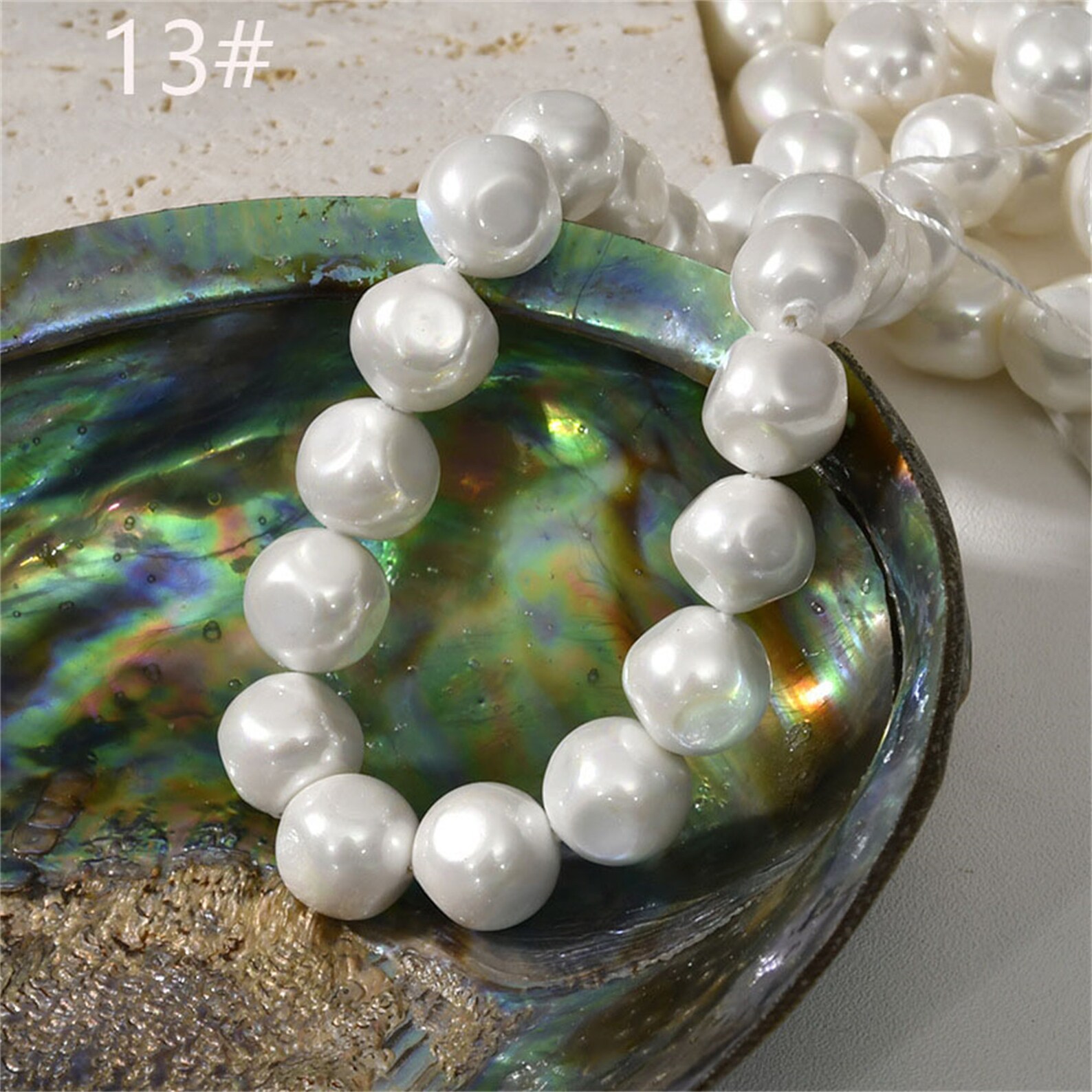 White Natural Mother of Pearl Shell Beads, Irregular Shell Bead, Smooth ...