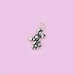 Sterling Silver Bear Charm Pendant, Cartoon Bear Bracelet, Bear Necklace, Cute Bear Earring, Children&#39;s Jewelry, Animal Charm