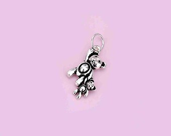 Ciondolo a forma di orso in argento sterling, braccialetto a forma di orso dei cartoni animati, collana a forma di orso, orecchini a forma di orso carino, gioielli per bambini, ciondolo a forma di animale