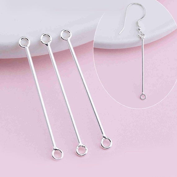 Sterling Silver Stick Links, S925 Silver Stick Connector Charms