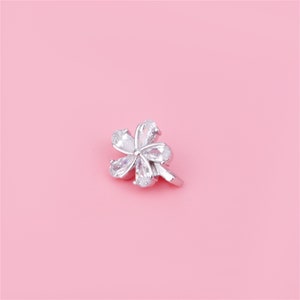 Sterling Silver CZ Flower Beads, Double Hole Bar Bead, Flower Bead, Floral Bead, Bracelet Spacer, Bracelet Connector,Jewelry Making Supplies