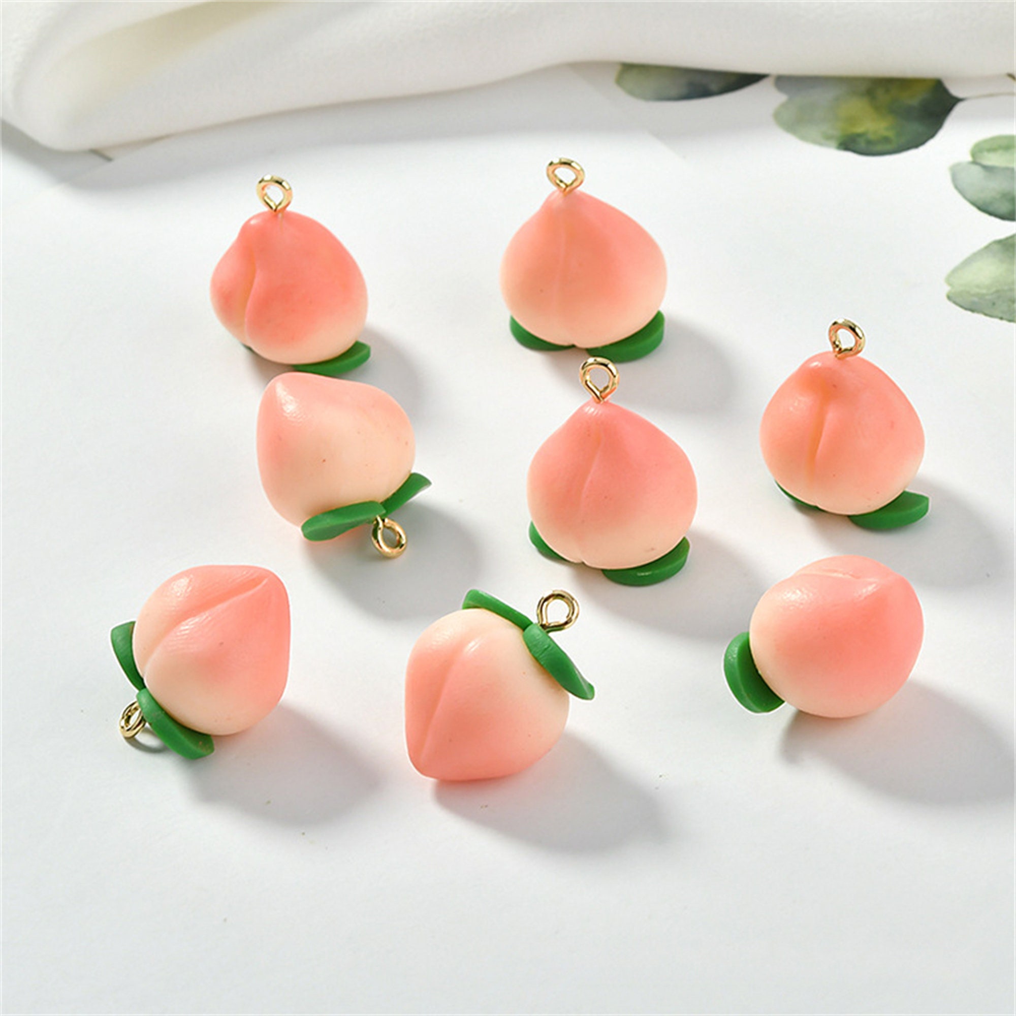 Polymer Clay Peach Charm Pendant, Fruit Bracelet, Food Necklace, Sweet ...