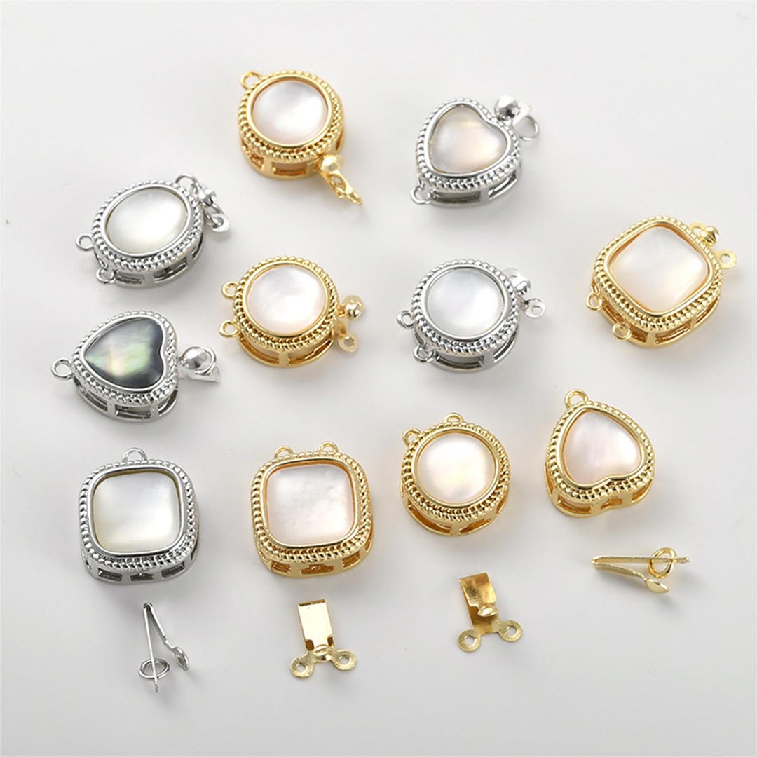 Shell Clasp 18K Gold Plated Shell Round Clasps, Cicle Connector,square Clasp,box ...