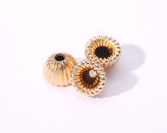 14K Yellow Gold Filled Corrugated Spacer Beads – Perfect For Jewelry Making – 4mm 5mm 6mm Sizes