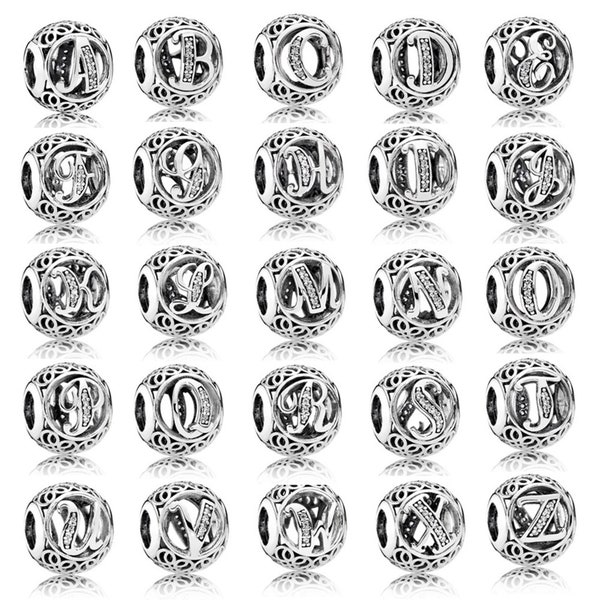 Sterling Silver Letter Beads, Sterling Silver Alphabet Round Beads, s925 Silver Letter Beads, Round Beads, Bracelet Beads, Spacer Beads