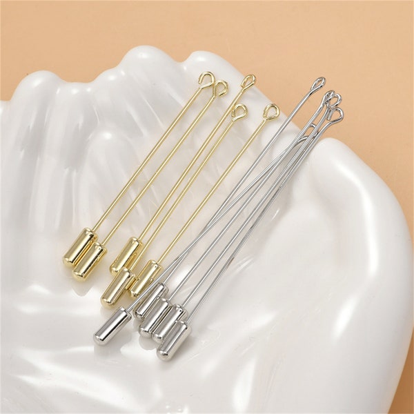 Gold plated Pins Headpins, Brass Head Pin, Eye Hole Pin, Gold Tone Eye Pins for Jewelry Making, Gold Needles 56mm 71mm