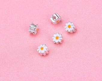 Sterling Silver Flower Charm, s925 Silver Charm For Jewelry Making Supplies, Bracelet Charm, Earring Charm, Flower Spacer Bead