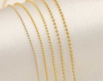 14K Gold Filled Bead Chain, Gold Filled Ball Bead Chain For Jewelry Making,Unfinished Chain Necklace Bracelet Footage 3.28 Feet(1 meter)