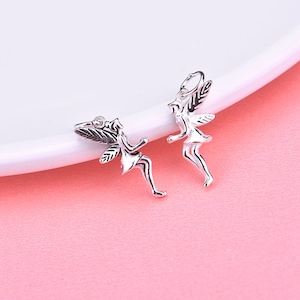 Sterling Silver Fairy Charm Pendant, Angel Bracelet, Mythical Necklace, Magical Earring, Fairy Tale Jewelry,Enchantress Charm,Charms In Bulk
