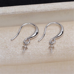 Puede incluir: Un par de ganchos para pendientes de plata con un pequeño bucle en la parte inferior para sujetar una perla o un dije.