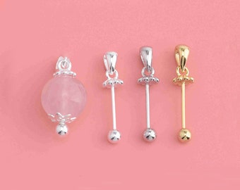 Sterling Silver Cup and Peg with Ball Bead End, s925 Silver Pearl Cup and Peg For Jewelry Making Supplies,  Pearl Bail Pin Pendants
