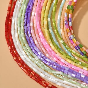 Colorful Natural Shell Tube Bead, Cylinder Bead, Gemstone Bead, Loose Gem Beads, Bracelet Beads, Necklace Beads Full Strand 3*5mm