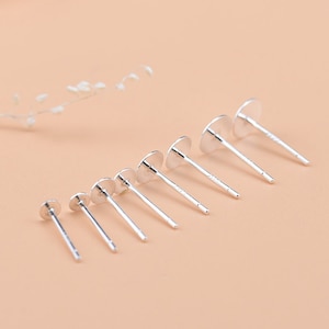 Sterling Silver Earring Posts, s925 Silver Earring Post For Jewelry Making Supplies, Women Flat Pad, Earring Component 1.5/2/3/5/6/7/8/10mm image 3