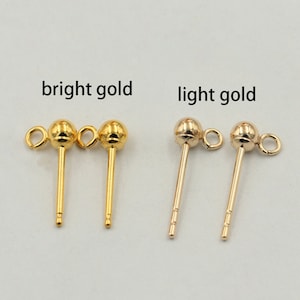 14K Gold Filled Ball Earring Posts, Gold Filled Ball Post Earrings w/ Open or Closed Jump Ring, Ball Post Earrings, Earring Components