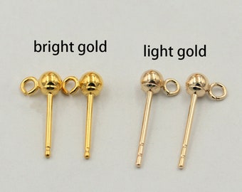 14K Gold Filled Ball Earring Posts, Gold Filled Ball Post Earrings w/ Open or Closed Jump Ring, Ball Post Earrings, Earring Components