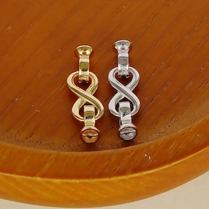 Terminales de cordón de plata esterlina, terminal de cordón de cuero de plata s925 con conector infinito para joyería, terminal de cordón para pulseras y collares.