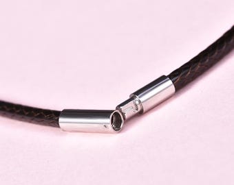 Waxed Cord Necklace with Stainless Steel Locking Clasp,String Necklace,Black Cord Necklace,Thickness 1mm 1.5mm 2mm 3mm Length 40cm 45cm 50cm