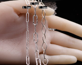 Catena a graffetta in argento sterling, catena a graffetta in argento 925 per la creazione di gioielli, catena speciale grezza per collana e bracciale