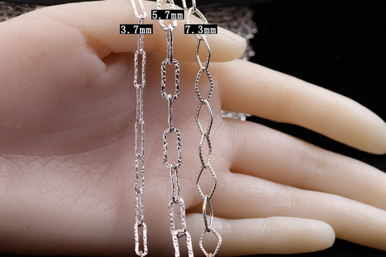Pode incluir: Tr&ecirc;s correntes de prata com diferentes tamanhos de elo, 3,7 mm, 5,7 mm e 7,3 mm.